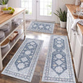 HEBE Boho Kitchen Rugs Set of 3, Non Slip Washable Kitchen Mats by HEBE