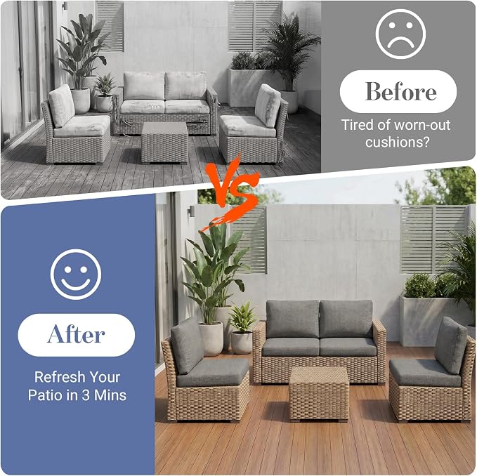 8Pcs Patio Cushion Covers Stretch Outdoor Furniture Protector Slipcovers | - Image 5