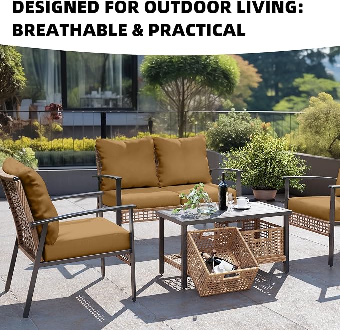 14Pcs Outdoor Cushion Covers, Elastic Patio Cushion Covers | Washable, - Image 4