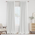 Off White 100% Blackout Linen Curtains 90 Inch Length 2 Panels Set by Guken