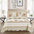 Fancy Linen 3pc Bedspread Bed Cover King/California King, Off White Floral New