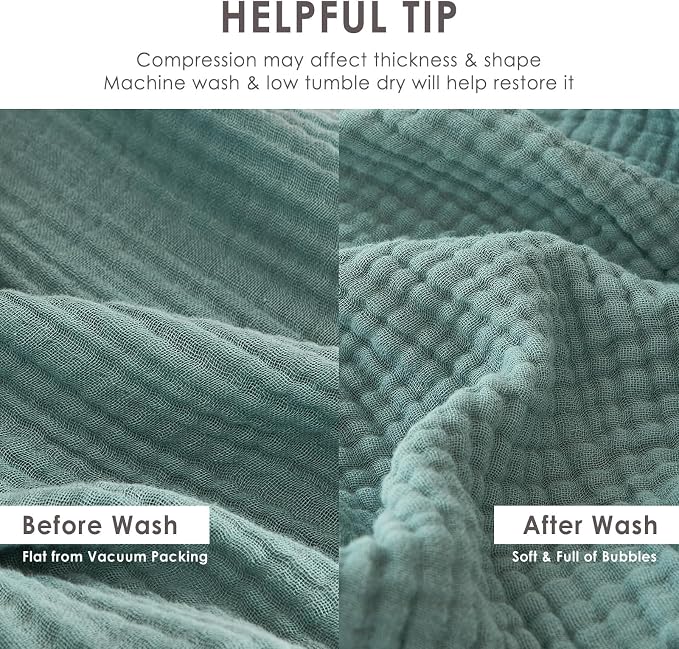 EMME Muslin Blankets for Adults Teal Small Blanket 40" x 50" | Throw Blanket - Image 5