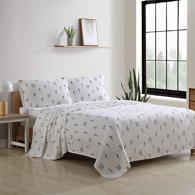 Eddie Bauer - King Sheets, Cotton Flannel Bedding Set, Brushed For Extra Softness, Cozy Home Decor (Rookeries, King)