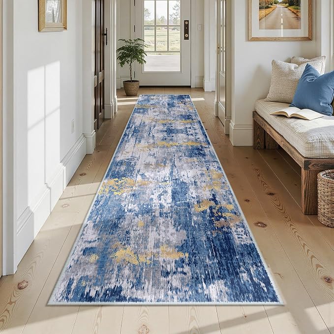 RELEANY Washable Runner 2'6"x12' Abstract Area Rug - Image 8