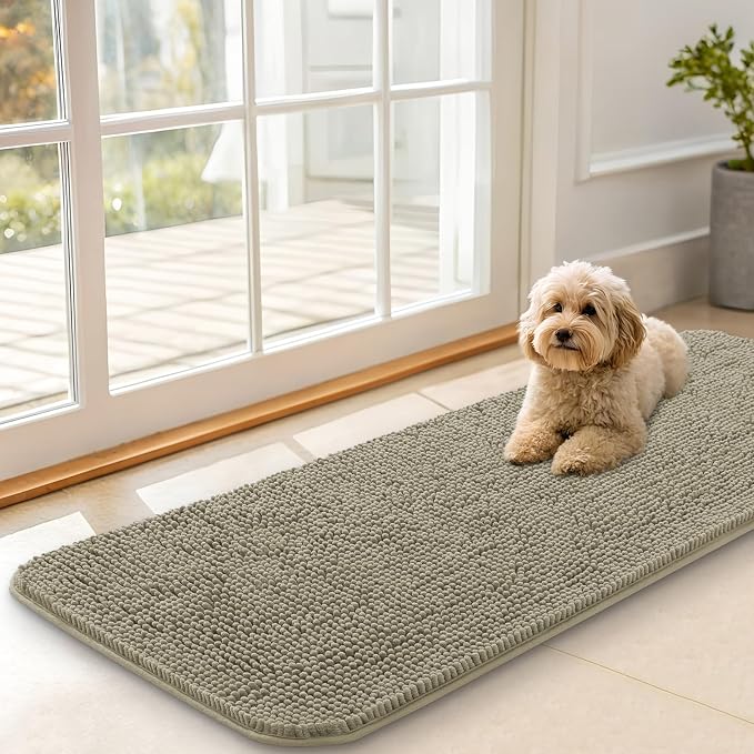 OLANLY Dog Door Mat for Muddy Paws 47x17, Super Absorbent Chenille Mud Mat | by OLANLY