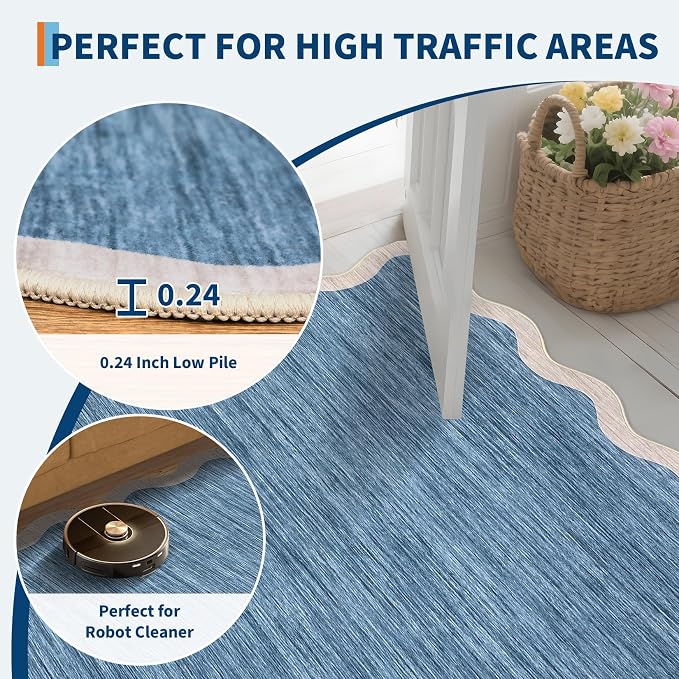 GarveeHome Scalloped Washable Runner Rugs 2x6 Non Slip Kitchen Rugs - Image 6