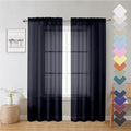 Black Sheer Curtain Panels 72 Inch Length, Light Filtering Window Curtain by Lecloud