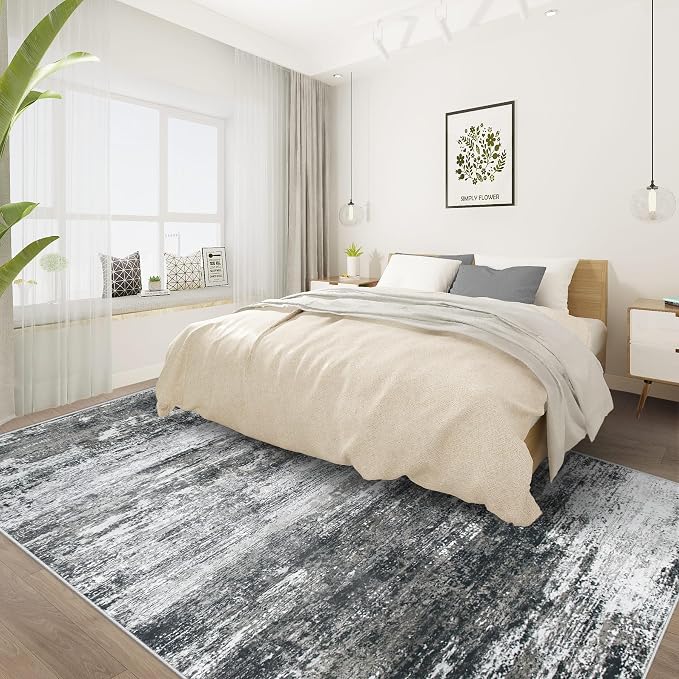 Washable Rug 5x7 Area Rugs for Living Room: Neutral Soft Rug Abstract Non Slip - Image 8