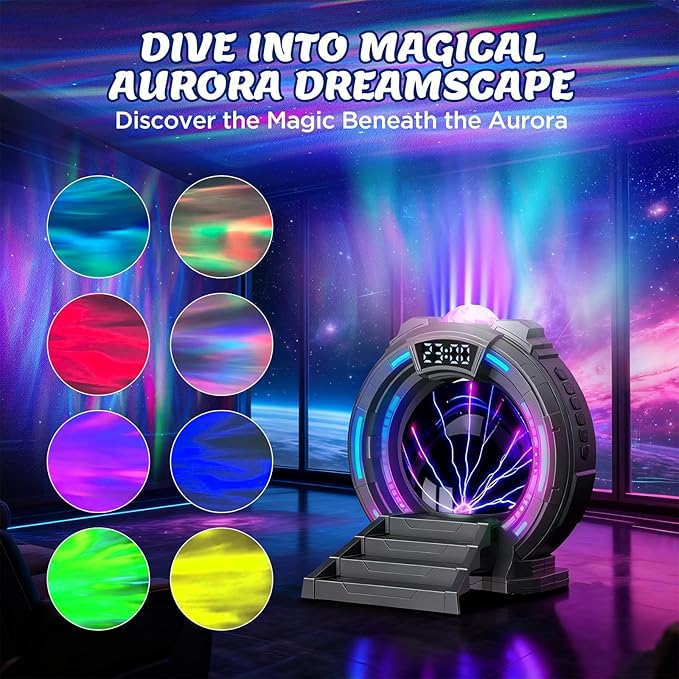 Flumy Aurora Projector Gift for Kids with Astronaut & Alien Night Light Projection, White Noise, Wireless Speaker, Alarm Clock, Remote Control, Room Decor for Bedroom Christmas Birthday Boys Girls