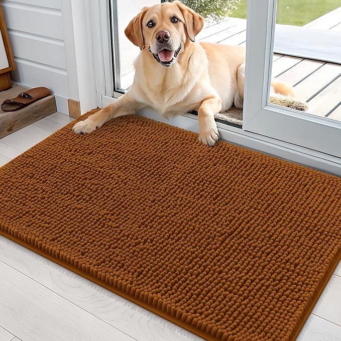 OLANLY Dog Door Mat for Muddy Paws 36x24, Super Absorbent Chenille Mud Mat | by OLANLY