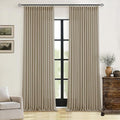 Pinch Pleated Linen Gray Beige Semi Sheer Curtains 102 Inches Long 2 Panels | by Twodrapes