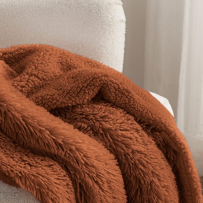Bedsure GentleSoft Fluffy Burnt Orange Throw Blanket Fall Decorations - Image 3