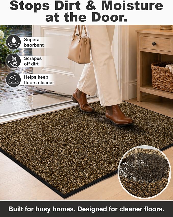 Super Absorbent Front Door Mat, Non-Slip Washable Indoor Doormats, Low Profile - Image 3