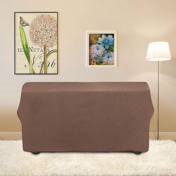 Easy-Going Stretch Loveseat Couch Covers Washable Brown | 1-Piece Loveseat - Image 4