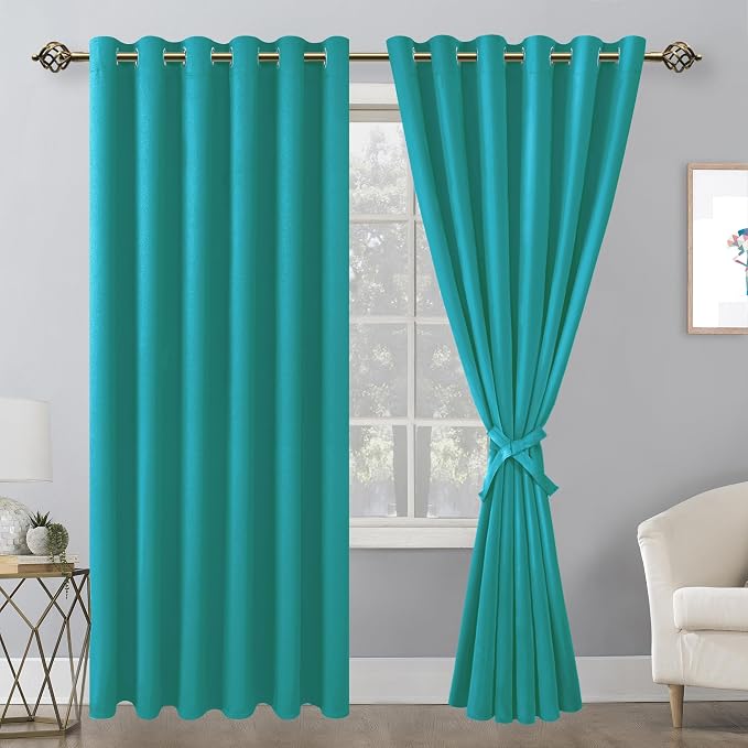 Blackout Curtains for Bedroom, Peacock Teal, 70 x 84 Inch, 2 Panels | Thermal - Image 8
