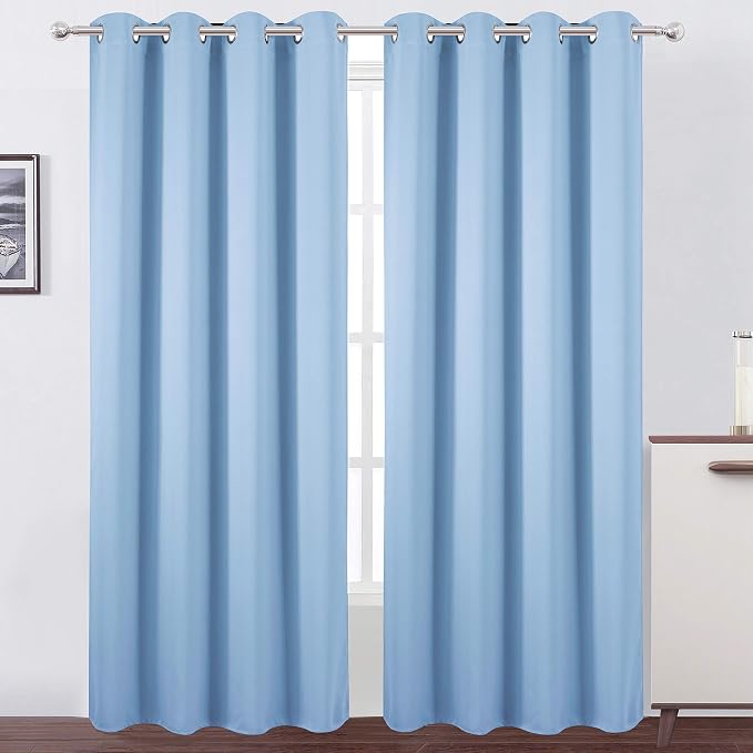 Sky Blue Thermal Blackout Curtains/52 x 108 Inch/Set of 2 Panels Room Darkening by Lemomo