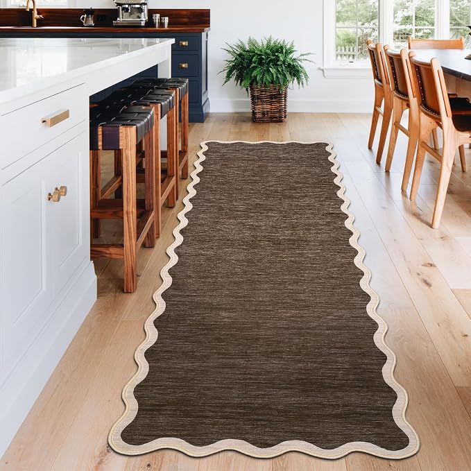 GarveeHome Scalloped Washable Runner Rugs 2x6 Modern Non Slip Kitchen Rugs | - Image 2