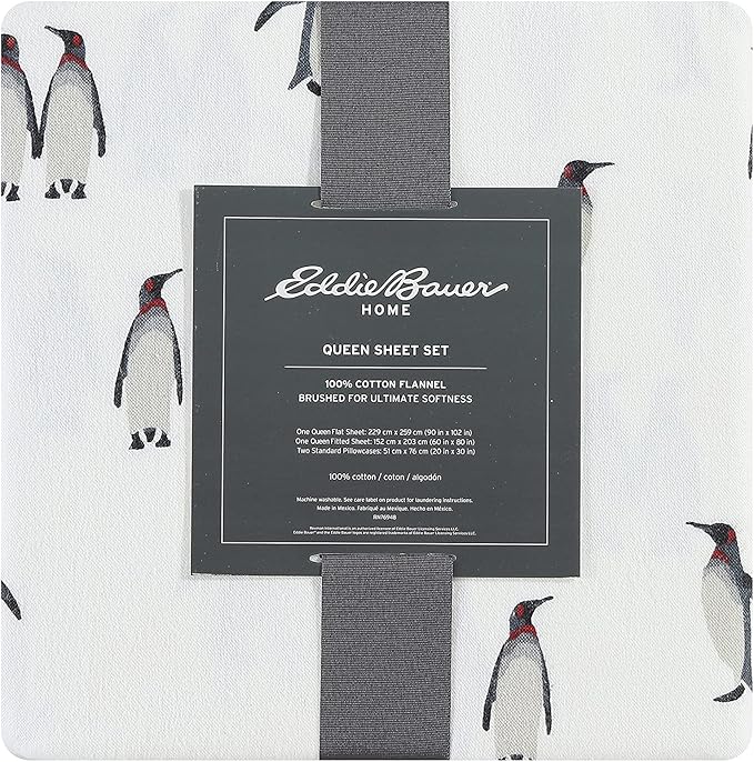 Eddie Bauer - King Sheets, Cotton Flannel Bedding Set, Brushed For Extra Softness, Cozy Home Decor (Rookeries, King)