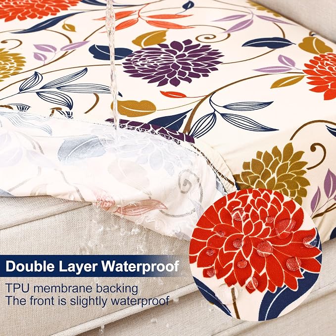 Smiry Waterproof Patio Cushion Covers, Stretch Outdoor Furniture Covers | Couch - Image 2