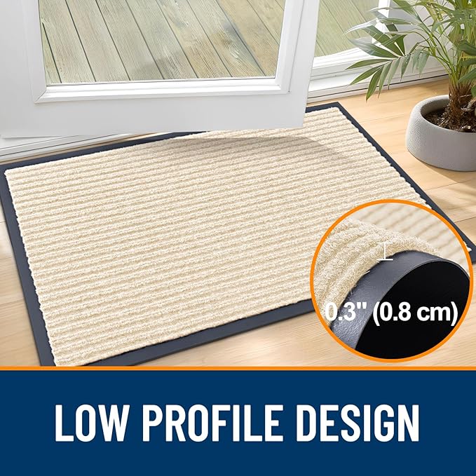 OLANLY 2-Pack Front Door Mats 35x23, Waterproof Heavy-Duty Doormats | Beige - Image 4