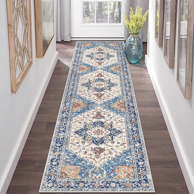 Yamaziot Washable Runner Rug, 2x8 Non-Slip Boho Vintage Hallway Kitchen Rug | by Yamaziot