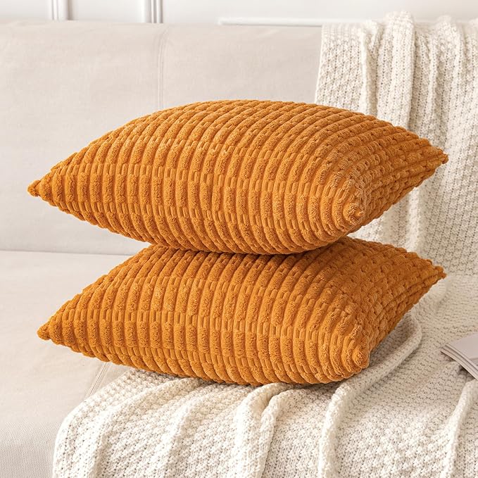 MIULEE Fall Decorative Throw Pillow Covers 20x20 Burnt Orange Pack of 2 | Soft - Image 3