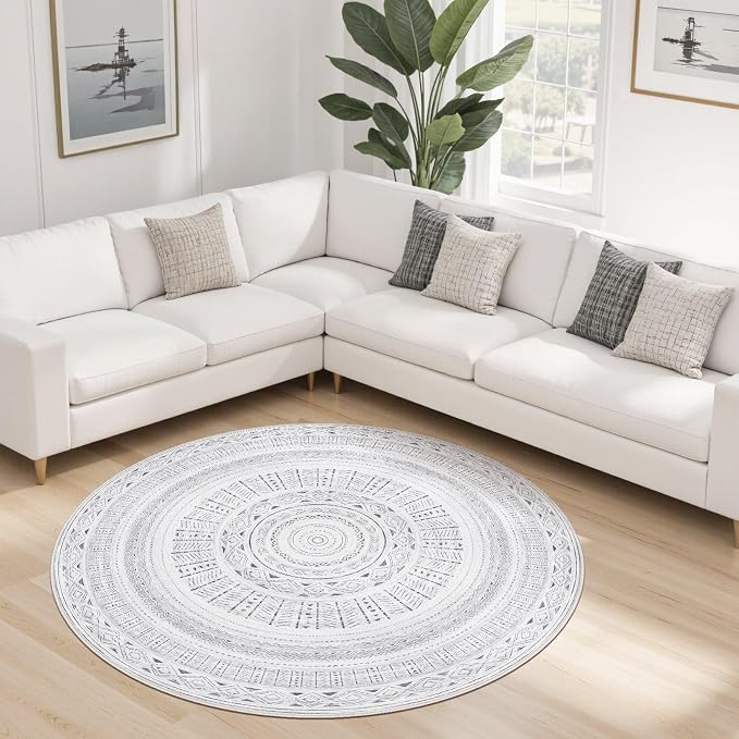 cotiled 5x5 Round Rug 5ft Circle Living Room Boho Area Rugs | Solve Modern - Image 8