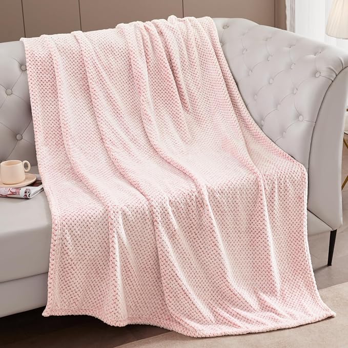 Exclusivo Mezcla Soft Waffle Fleece Bed Blanket Queen Size, Heather Pink | - Image 4