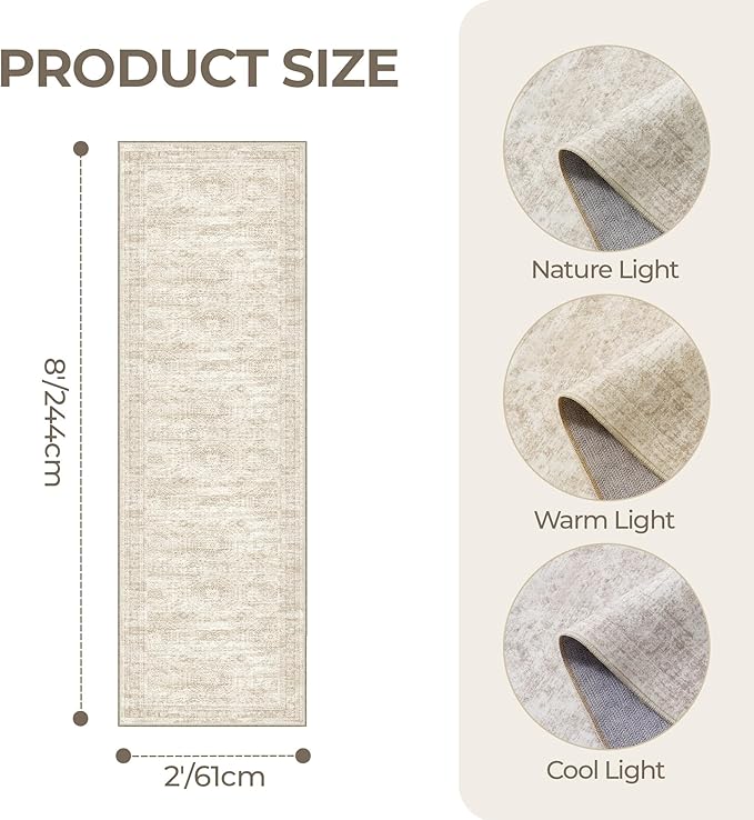 2x8 Runner Rug Non Slip, Washable Hallway Runner Rug, Nursery Room, Soft Runner - Image 2