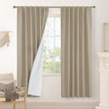 100% Blackout Natural Linen Curtains 78 Inches by LAMIT