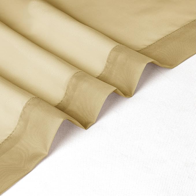 Chyhomenyc Gold Sheer Curtains 45 Inch Long 2 Panels, Short Voile Drapes for Dinning Small Windows Bathroom Living Room Bedroom, Rod Pocket, 42Wx45L Inches