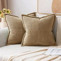 MIULEE Khaki Corduroy Decorative Euro Sham Pillow Covers 24x24 Inch by MIULEE