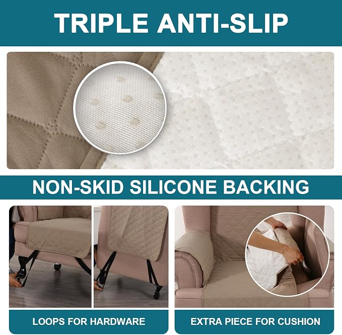 Turquoize 100% Waterproof Wing Chair Cover Wing Armchair Slipcovers Chair Couch - Image 4