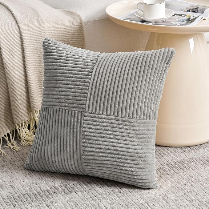 Fancy Homi 2 Packs Grey Decorative Throw Pillow Covers 18x18 Inch - Image 2