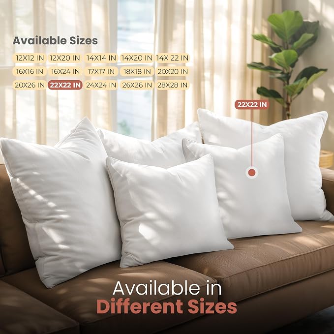 Utopia Bedding 22x22 Pillow Inserts, 2 Pack | Indoor cushion inserts - Image 6