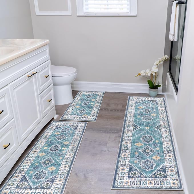 HEBE Boho Kitchen Rugs Set of 3, Non Slip Washable Kitchen Mats - Image 7