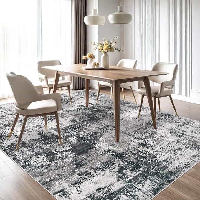 8x10 Area Rugs Washable Rug: Abstract Neutral Rugs Modern Non Slip Area Rug - Image 6