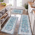 HEBE Boho Kitchen Rugs Set of 3, Non Slip Washable Kitchen Mats by HEBE