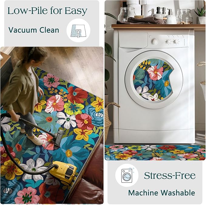 3x5 Flower Entry Rug, Washable Indoor Outdoor Mats - Image 6