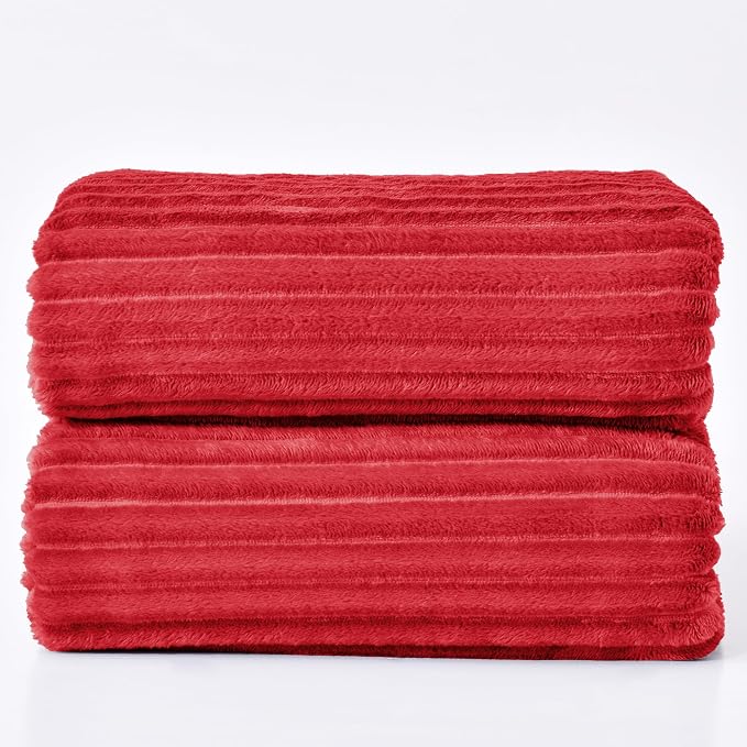 BEDELITE 3D Ribbed Jacquard Red Blankets Queen Size - Image 9