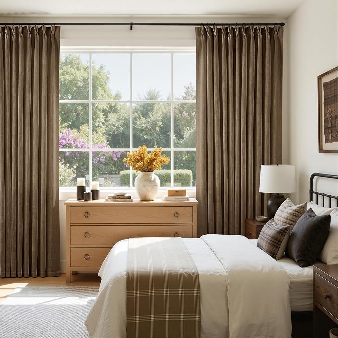 Extra Wide 102 Inch Long Pleat Curtains 70 Inch Wide Dutch Cocoa | Pinch Pleat - Image 8