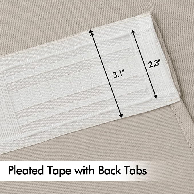MIULEE Natural Back Tab Blackout Curtains 52x96 Inch Long 2 Panels Set | Rod - Image 4