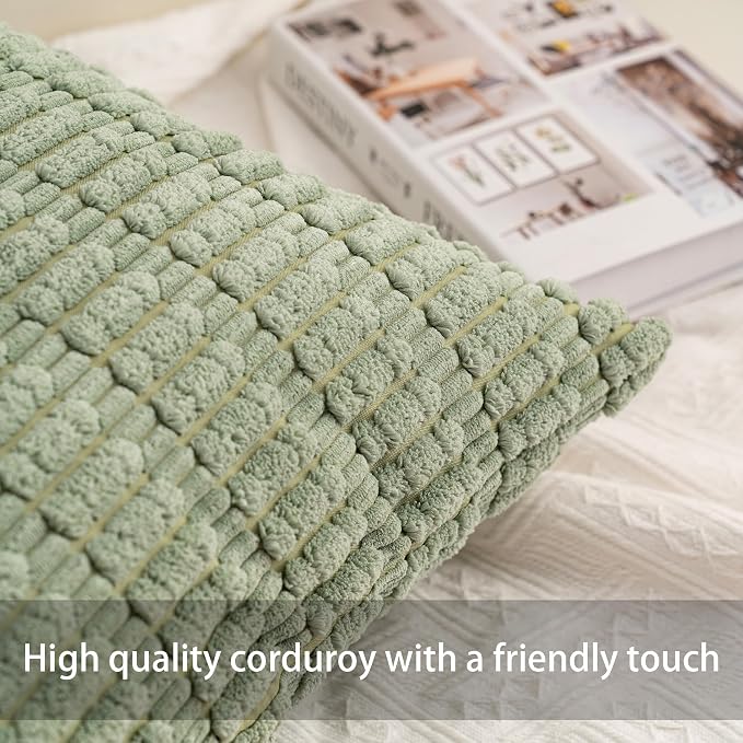 Aegero Pack of 2 Corduroy Decorative Throw Pillow Covers 26x26 Inch - Image 2