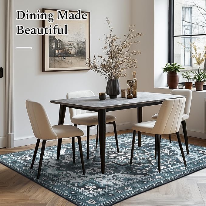 Rugflix 3x5 Entrance Rugs, Washable Dark Navy Blue Entry Small Rug | Machine - Image 6