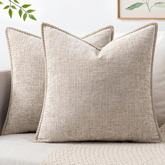 MIULEE Decorative Couch Throw Pillow Covers 20x20 Inch Taupe 2 Pack | Farmhouse by MIULEE