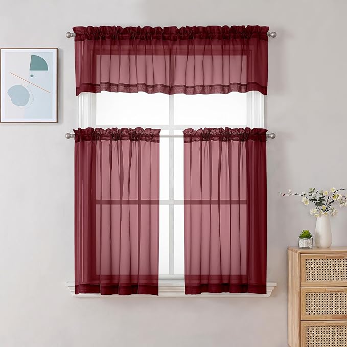 Chyhomenyc Burgundy Sheer Valance - Image 4