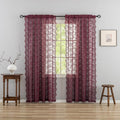 YJ YANJUN Vintage Lace Curtains 96 Inches Long-Victorian Floral Burgundy Xmas by YJYANJUN