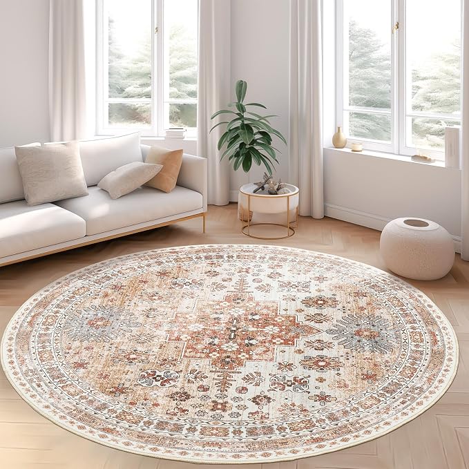 Round Rug 6ft, Circle Rug for Dining Room Table, Dining Room, Nursery Room by Zesthome