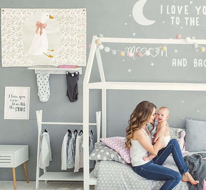 Silly Goose Nursery Rectangular Canvas Banner-Flag Wall Sign Decor for Boys Girls Toddler Kids,Baby Room Above Crib Playroom Reading Room Bedroom Decor-Easter Baby Shower Birthday Christmas Gift