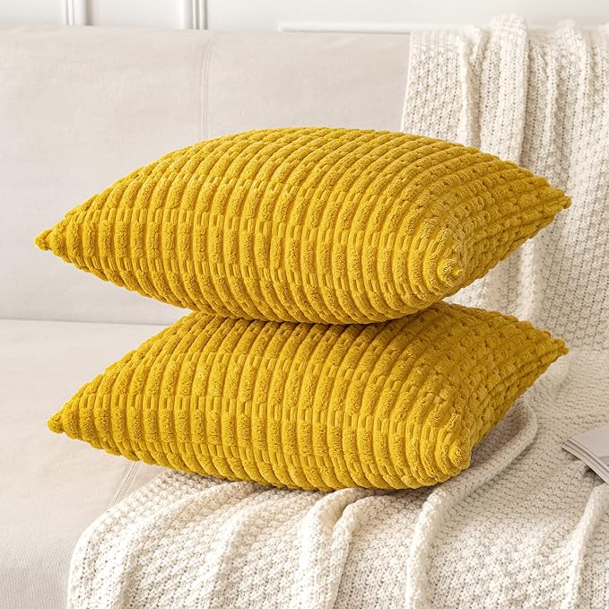 MIULEE Decorative Throw Pillow Covers 20x20 Mustard Yellow Pack of 2 | Soft - Image 5